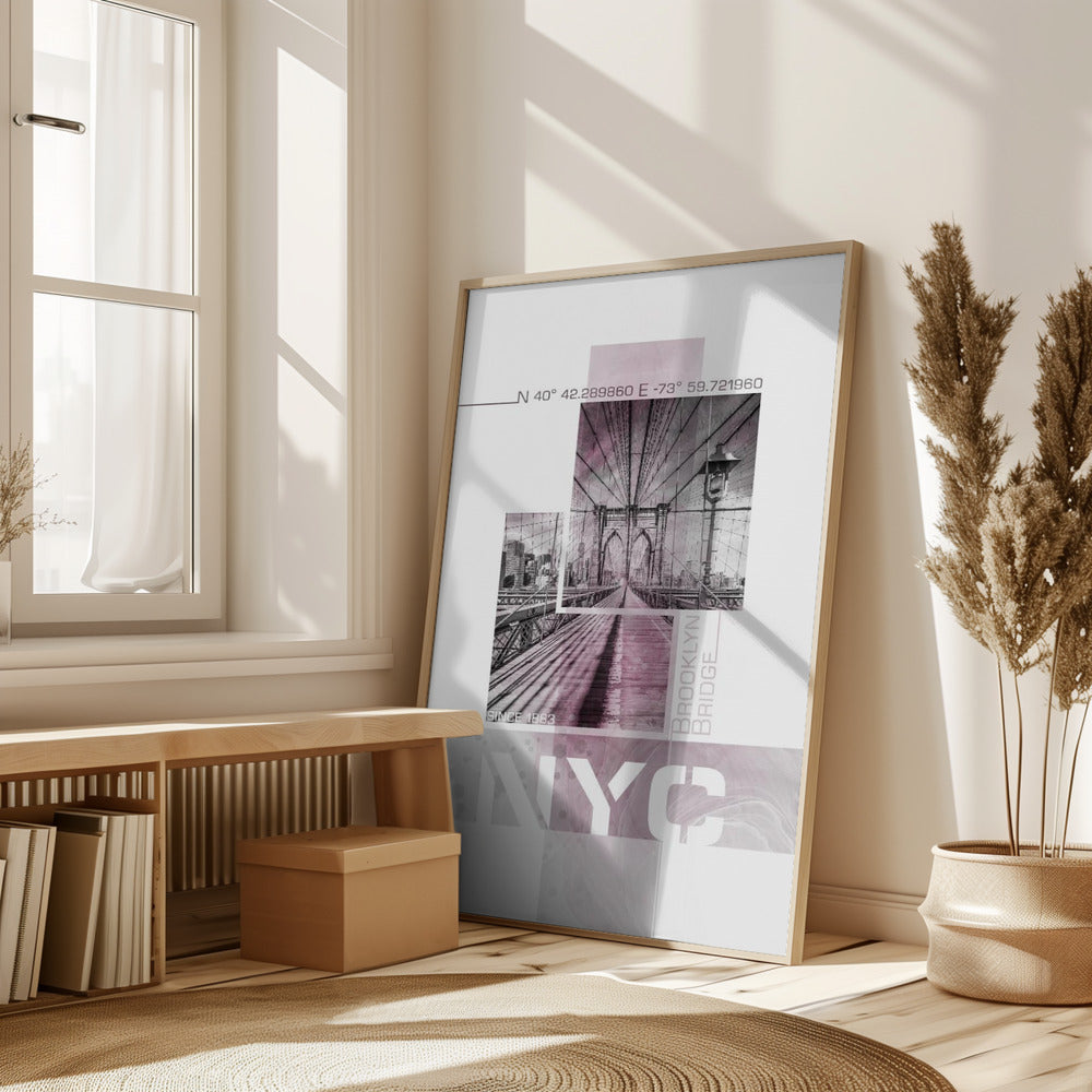 Poster Art NYC Brooklyn Bridge | pink marble Poster