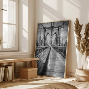 NEW YORK CITY Brooklyn Bridge - upright slim panorama Poster