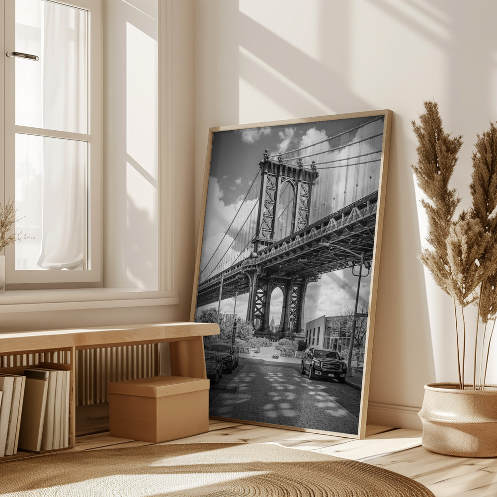 NEW YORK CITY Manhattan Bridge - upright slim panorama Poster