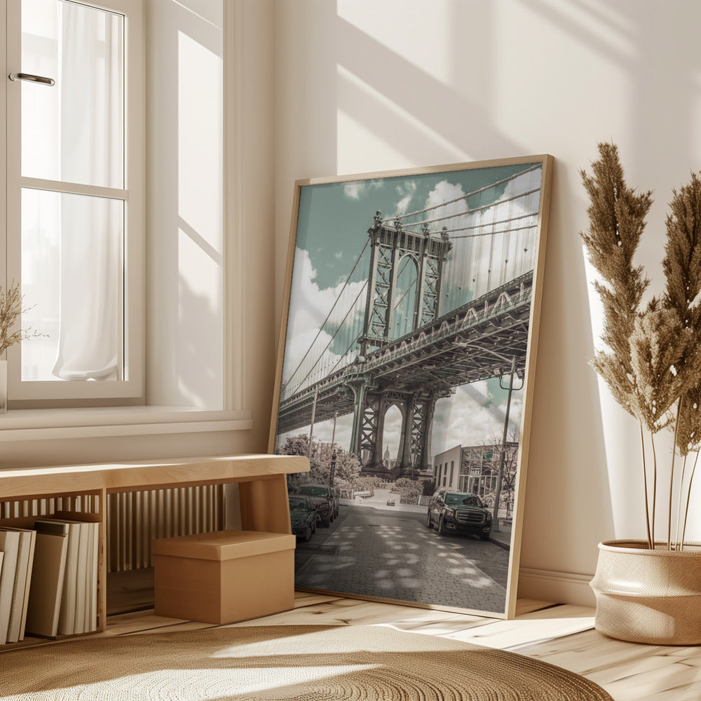 NYC Manhattan Bridge Panorama | urban vintage style Poster