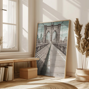 NYC Brooklyn Bridge Panorama | urban vintage style Poster