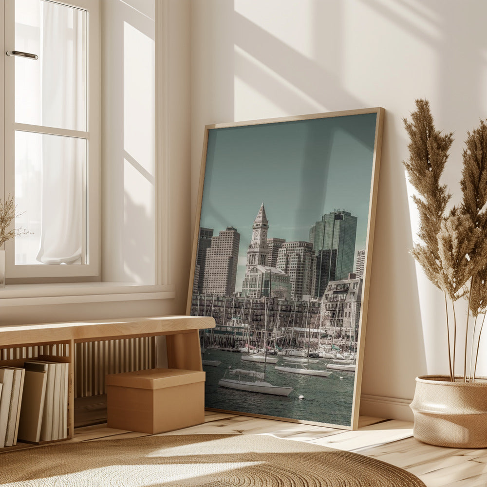 BOSTON Skyline North End &amp; Financial District | urban vintage style Poster