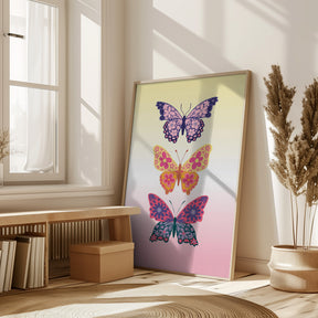 Colorful floral butterflies II Poster