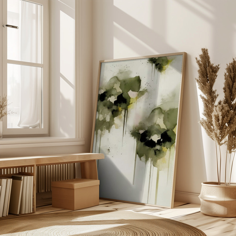 Green pansies Poster