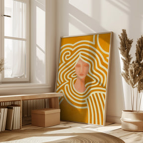 Berit abstract in ochre and pink Poster