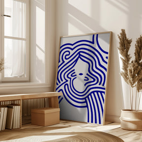 Berit in beige and indigo blue Poster