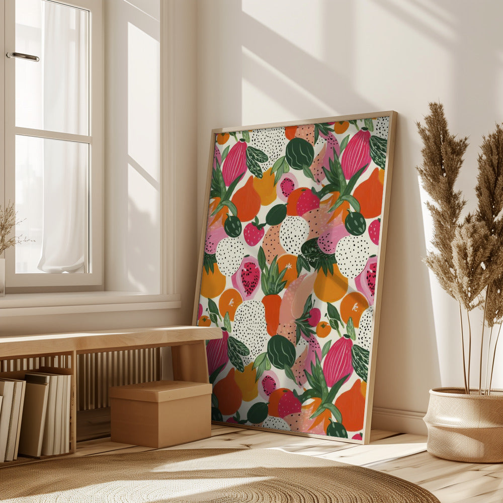 Fresh fruits pattern Poster