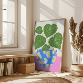 Plant in Patterned Pot Poster