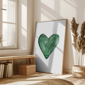 Watercolor heart green Poster