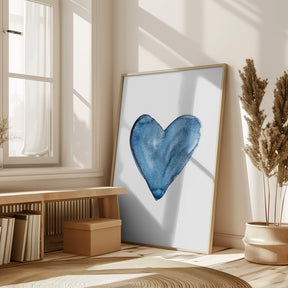 Watercolor heart blue Poster