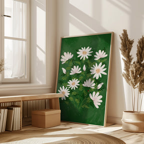 Ladybug flowers green Poster