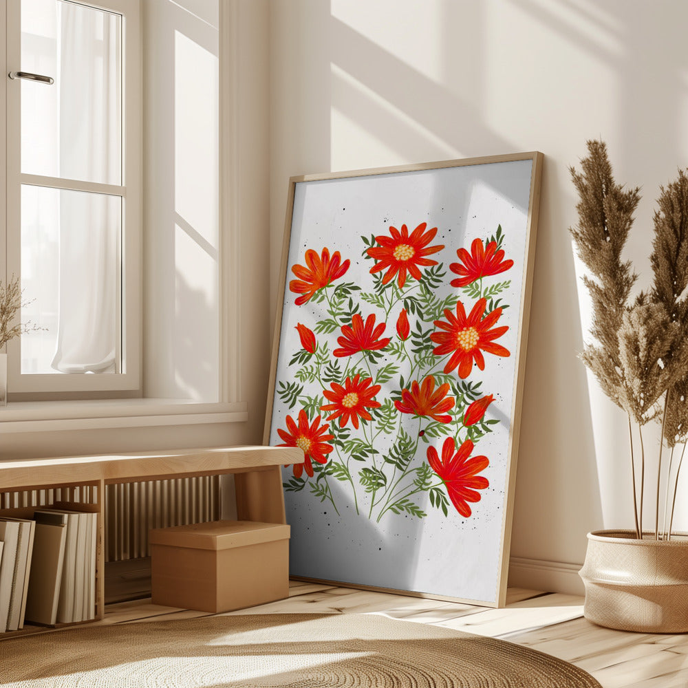 Ladybug flowers red Poster