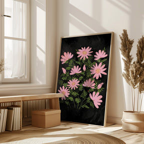 Ladybug flowers pink Poster