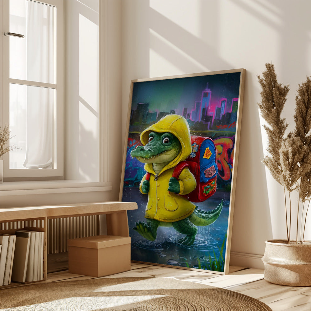 Baby Crocodile Going To School Poster