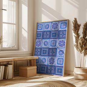 Granny squares blanket in blue Poster