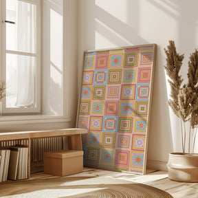 Colorful digital grandma squares III Poster