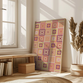 Peach digital grandma squares I Poster