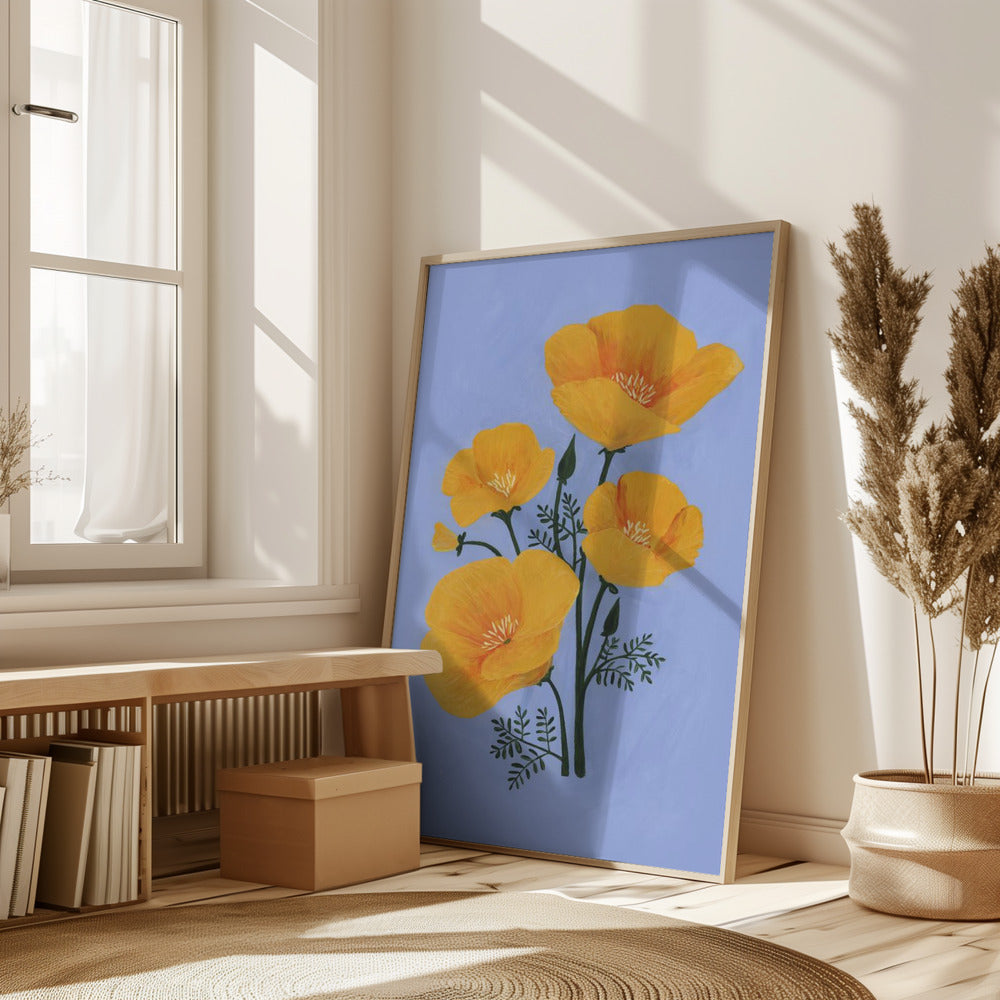 Bouquet of orange California poppies Poster