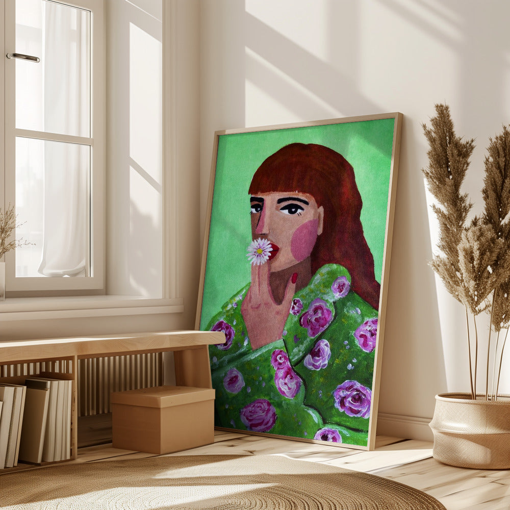 Woman Smoking a Flower Poster