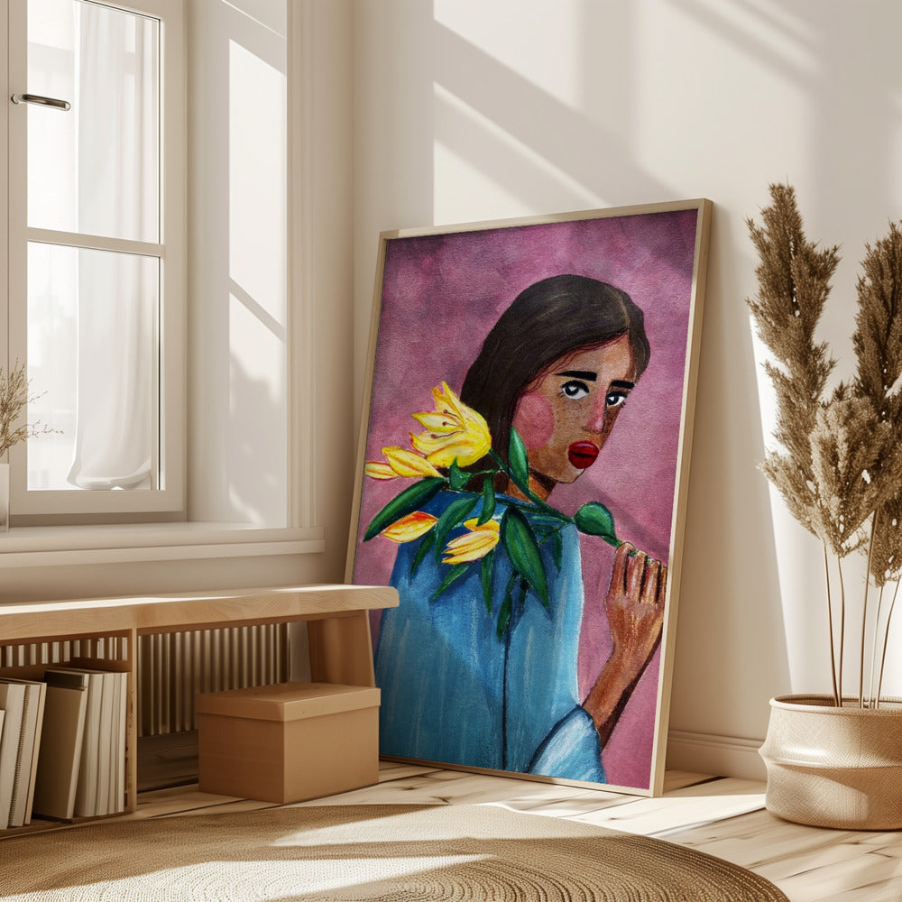 Woman With Lily Poster