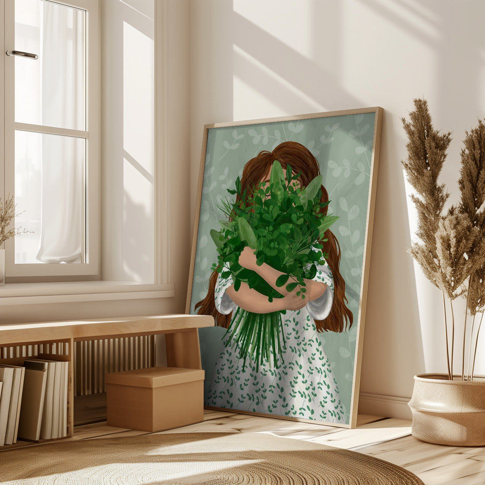 Girl with posy Poster