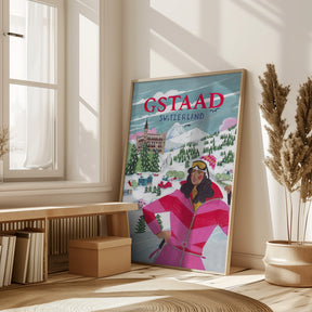 Travel Poster Woman in Gstaad, Switzerland Poster