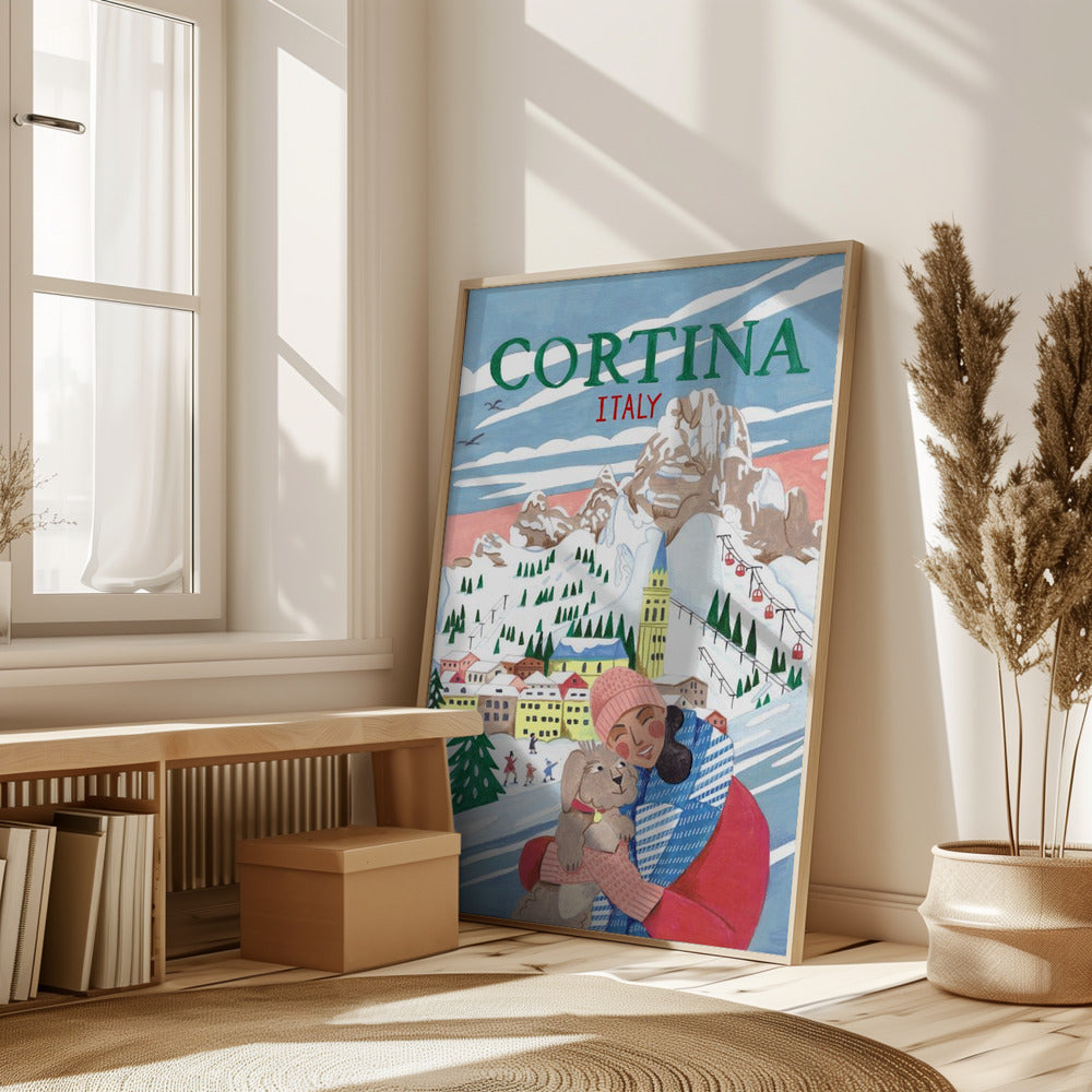 Travel Poster Woman in Cortina, Italy Poster