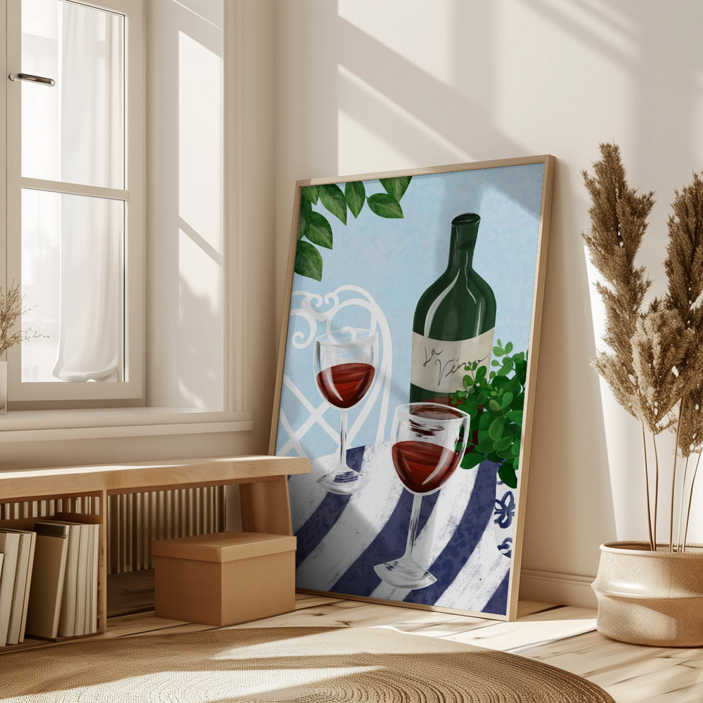 Red wine under the tree Poster