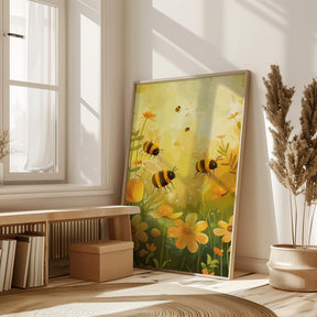 Bees and Flowers Poster