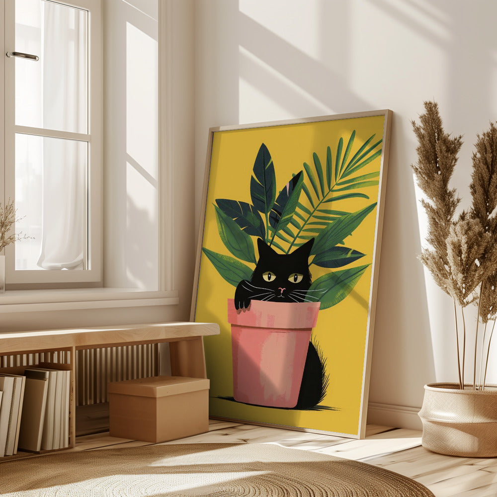 Cat In the Plant Poster