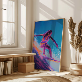 Surfing Woman Poster