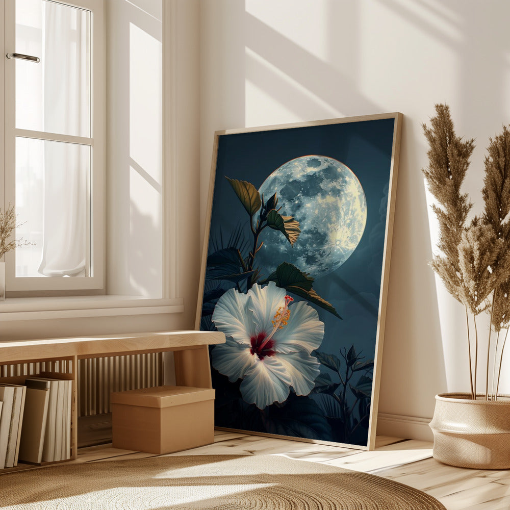 Hibiscus and the Moon Poster