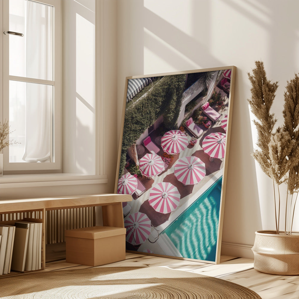 Glam Pool Pink Umbrella Poster