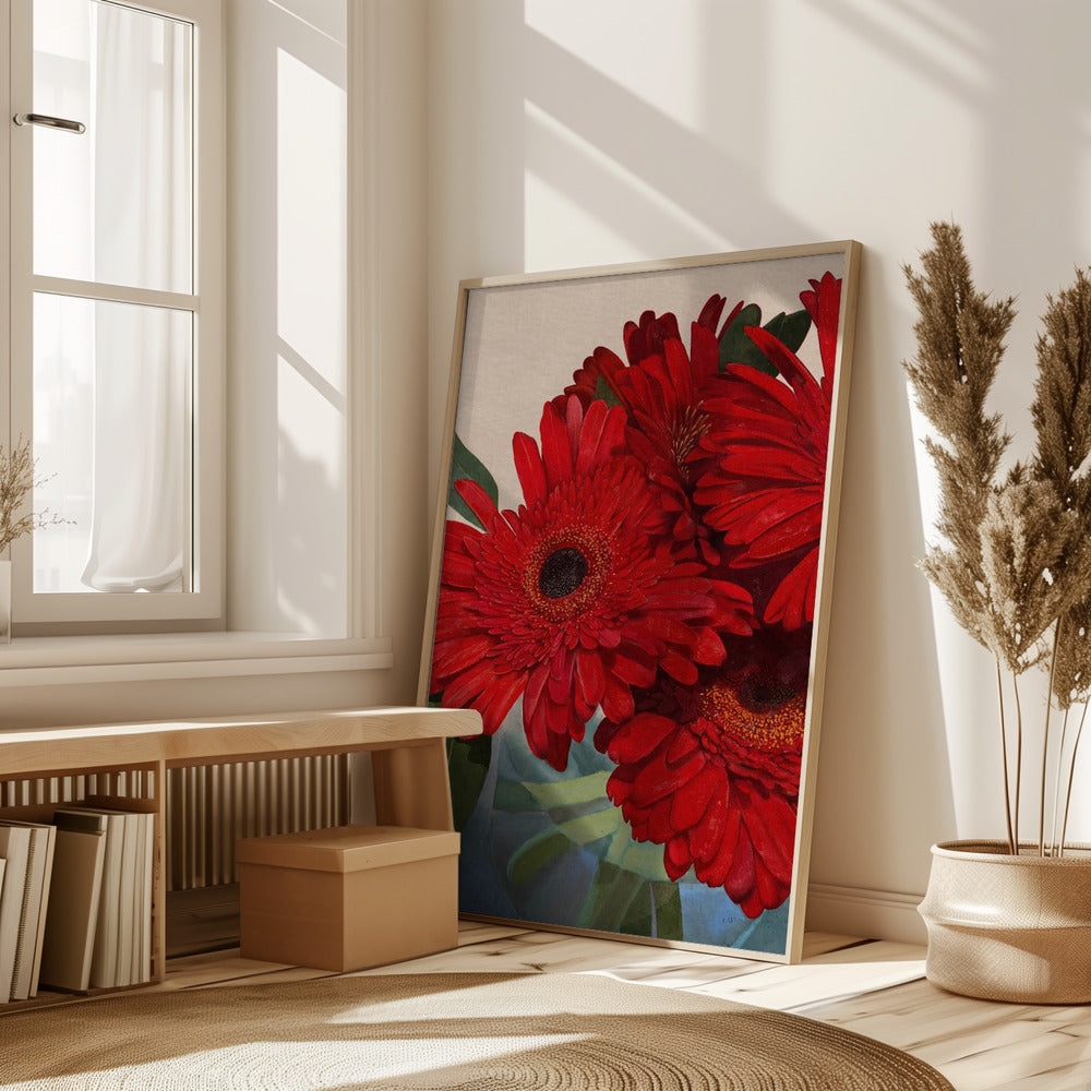 Red Gerbera Daisy Detail 3 Poster