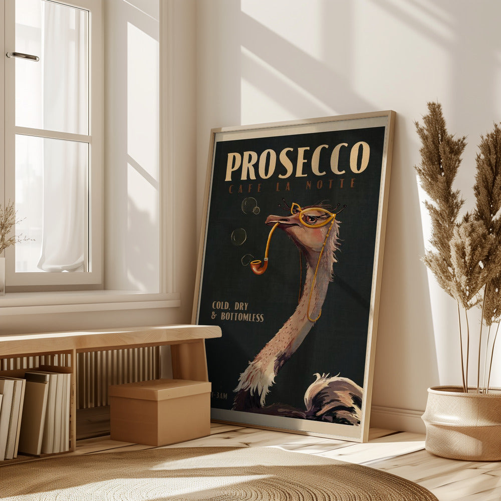 Art Deco Prosecco Wall Art Of An Ostrich Poster