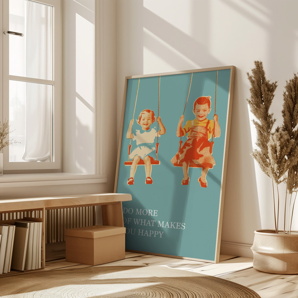 Two Little Girls On Swings Poster