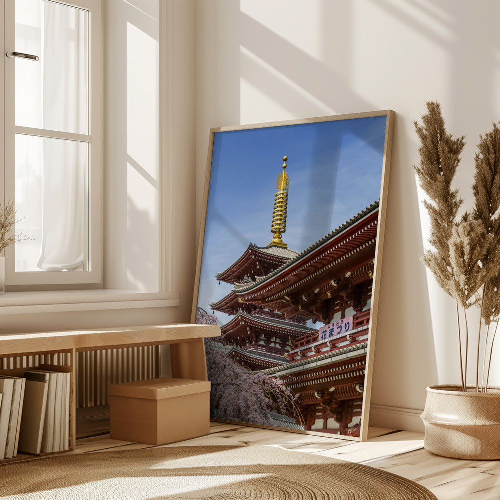 Charming Pagoda and Hozomon Gate of the Senso-ji temple in Tokyo Poster