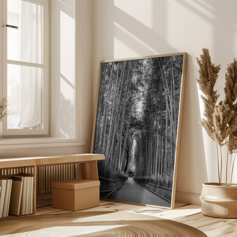 Mighty Arashiyama bamboo forest - monochrome Poster