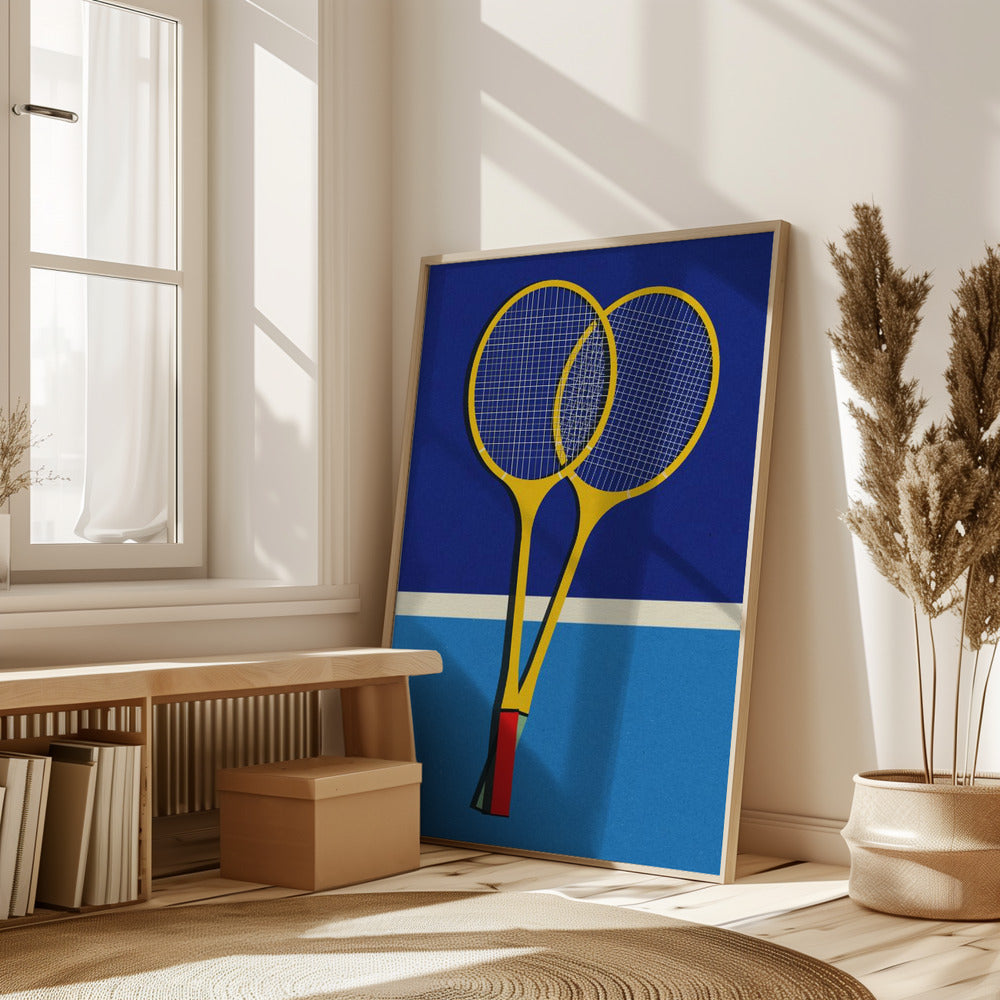 Wooden Badminton Rackets Poster