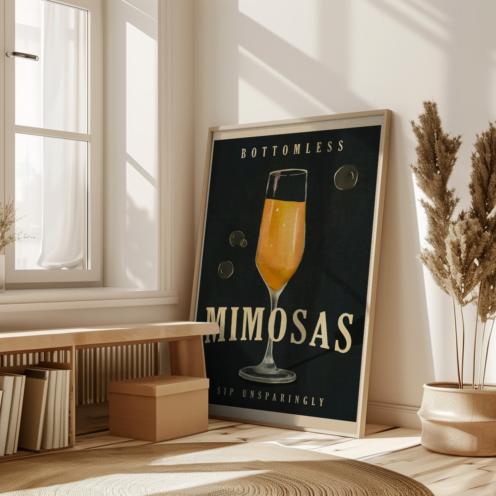 Bottomless Mimosas Art Deco Cocktail Bar Art Poster