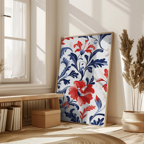 Floral In Blue and Red Poster