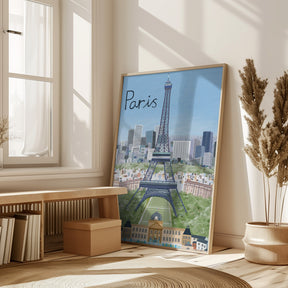 Eiffel Tower with Paris City in Background by Artist Carla Daly Poster