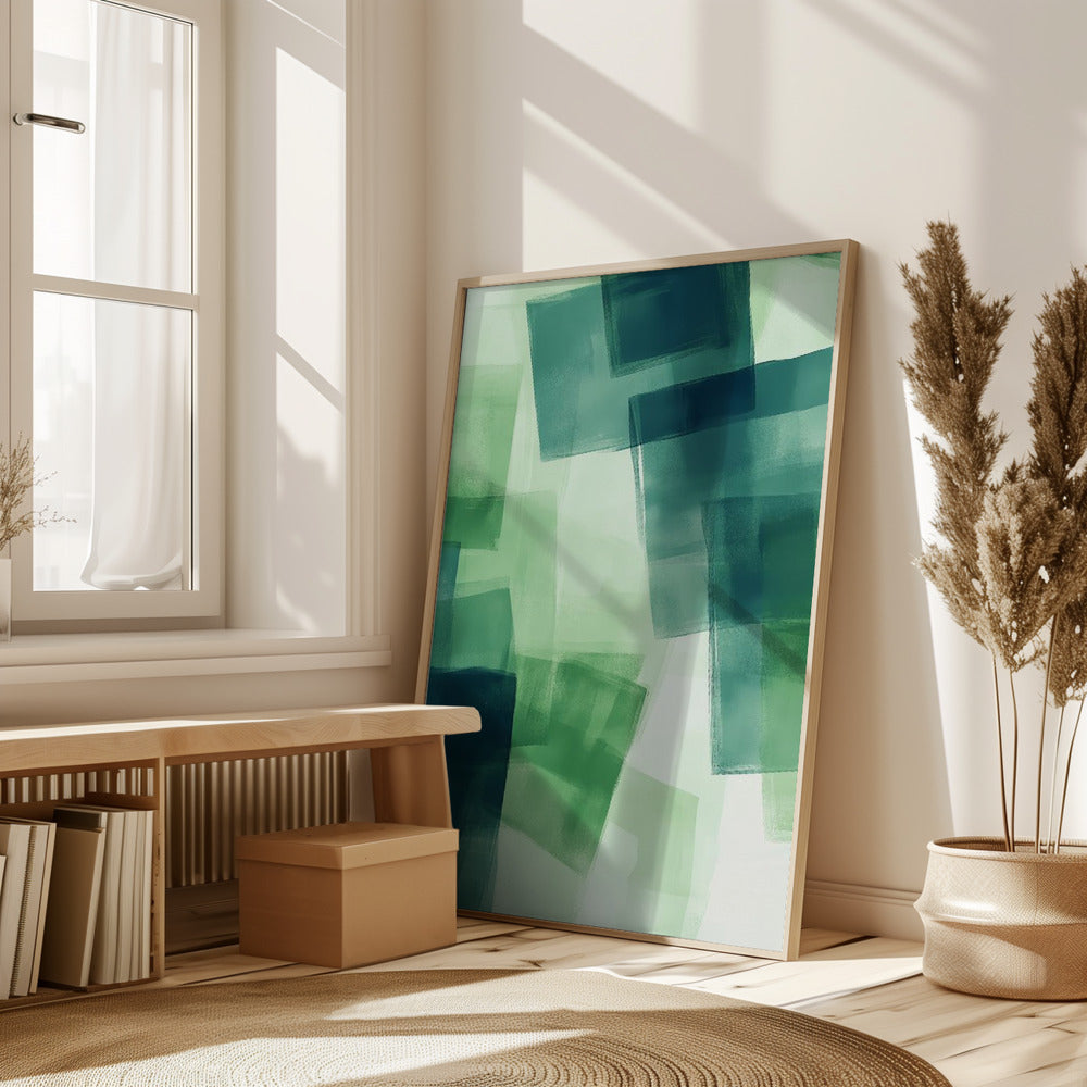 Green Squares Poster