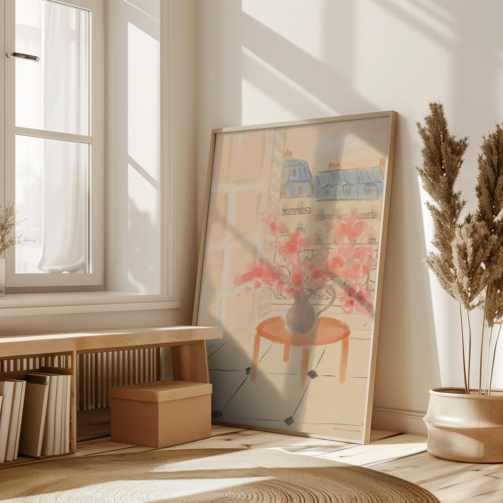 Cherry Blossoms In Parisian Apartment Poster