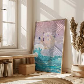 Sunset Golden Ocean Pink Poster