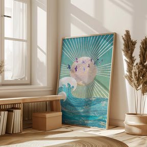 Sunset Golden Ocean Turquoise Poster