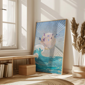 Sunset Golden Ocean Blue Poster