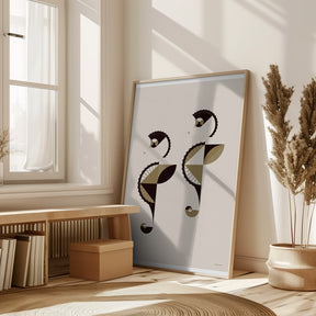 Golden Animals - Seahorses (white Poster