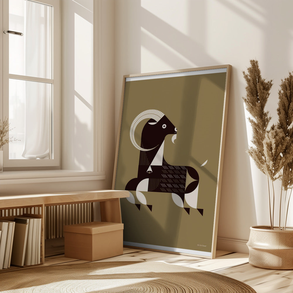 Golden Animals - Kri Kri Goat (Gold) Poster