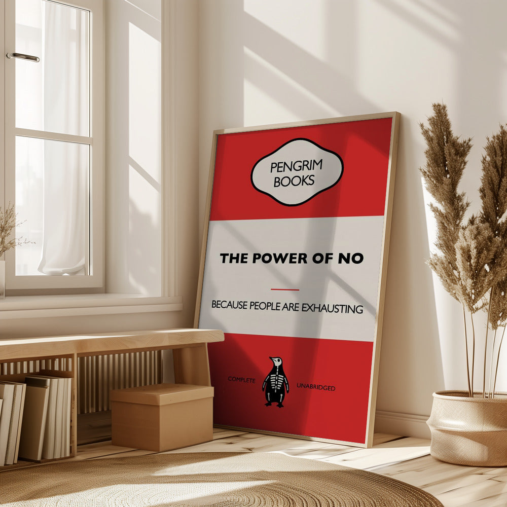 The Power of No - Funny Vintage Book Cover - Sarcastic Self Help - Red Poster